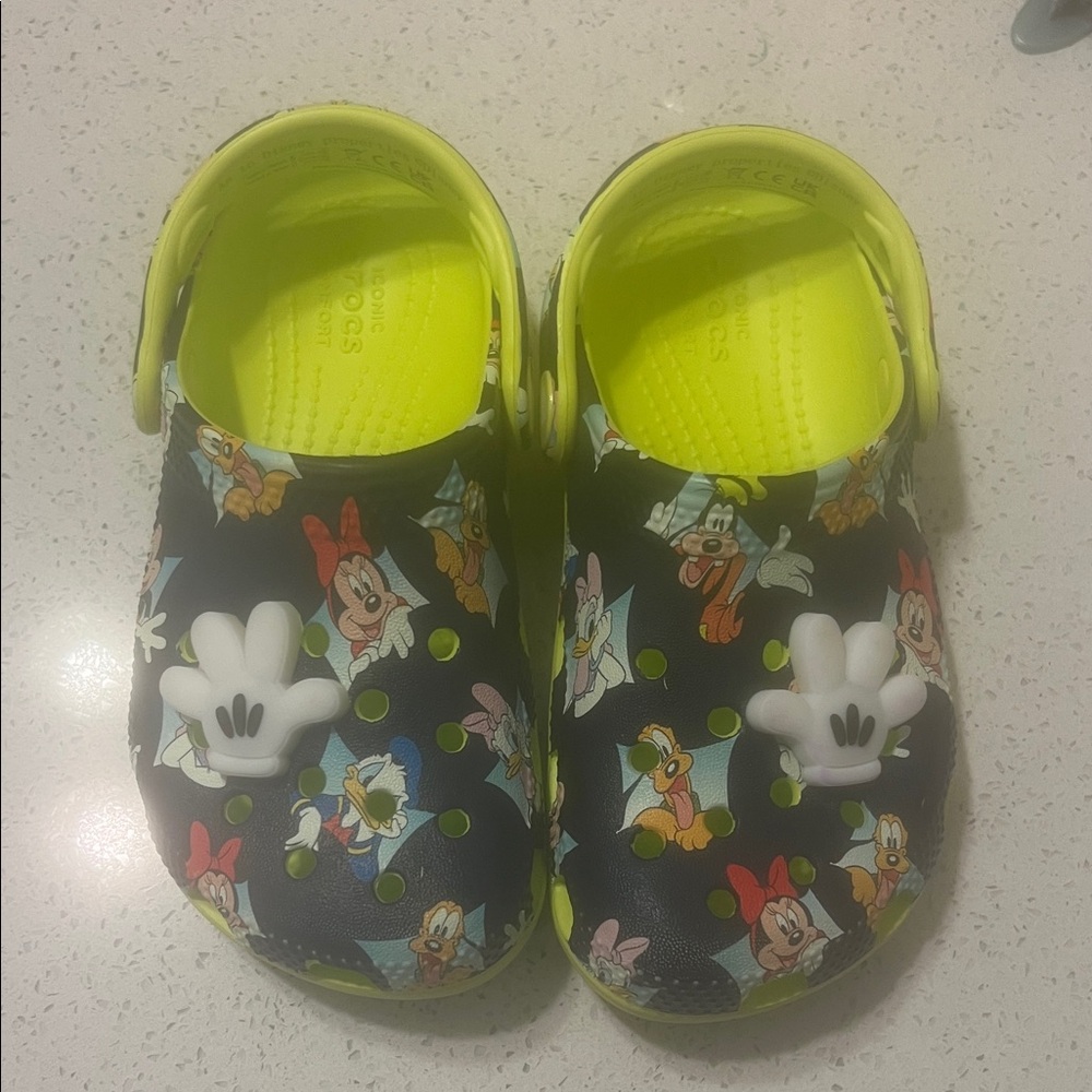 CROCS Kids Cartoon Character Clogs - Black and Lime